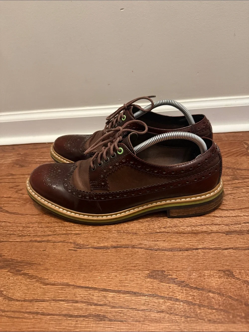 Clarks Men's Dark Brown Brogue Lace-Up Oxfords with Green Eyelets